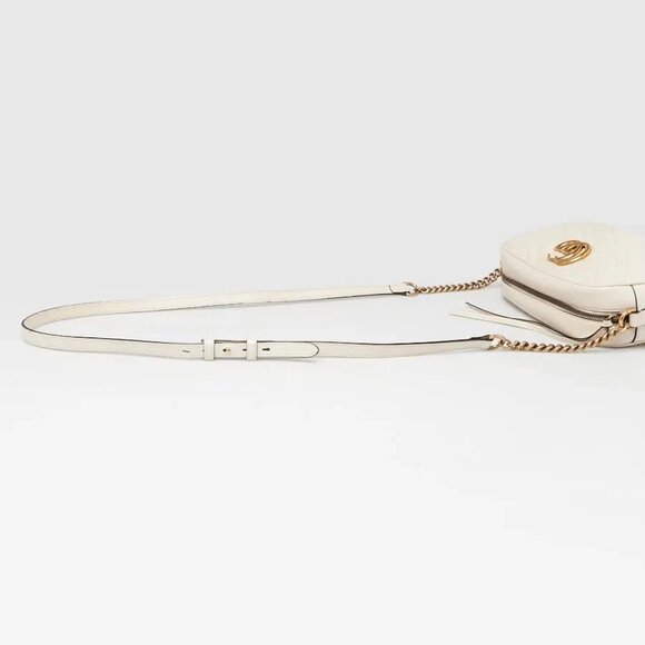 Gucci White Quilted Leather Marmont Small Camera Bag - Picture 7 of 12